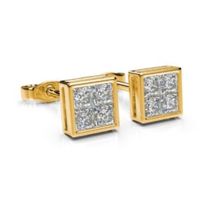 Zlaté náušnice s diamantmi - izometrický pohľad