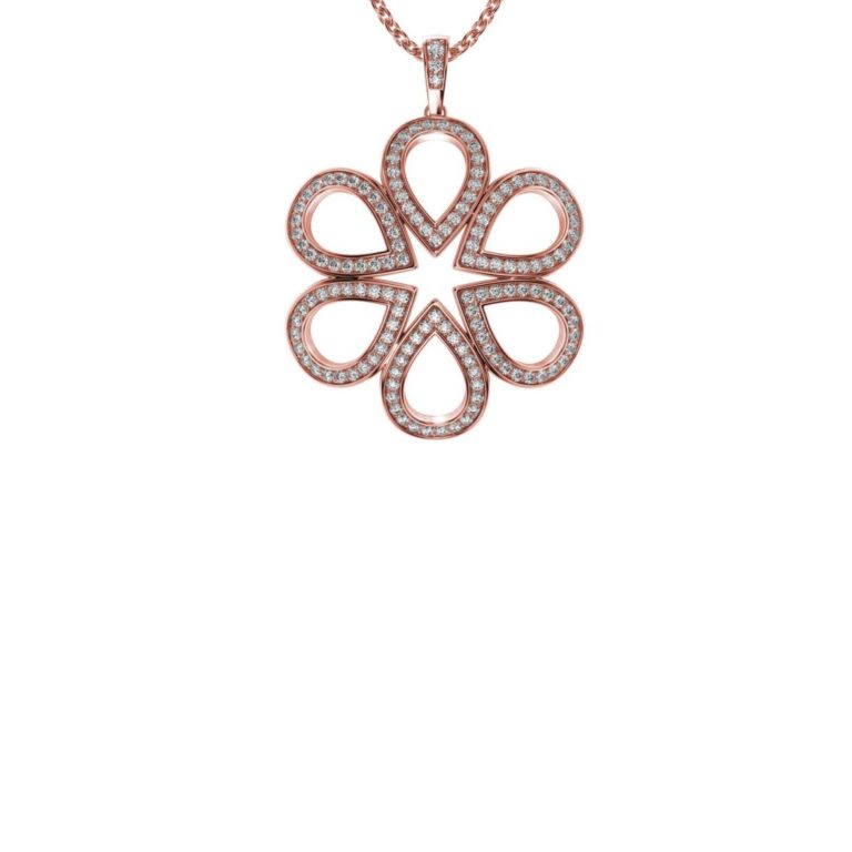 Diamantový náhrdelník z ružového zlata - pohľad spredu