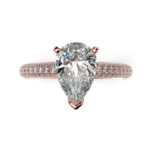 Zásnubný prsteň s diamantmi v štýle Pavé - pohľad zhora