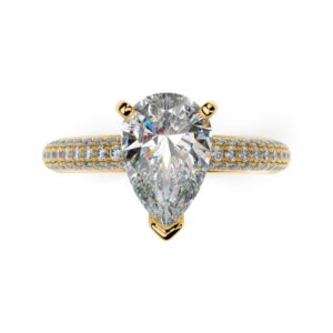 Zásnubný prsteň s diamantmi v štýle Pavé - pohľad zhora