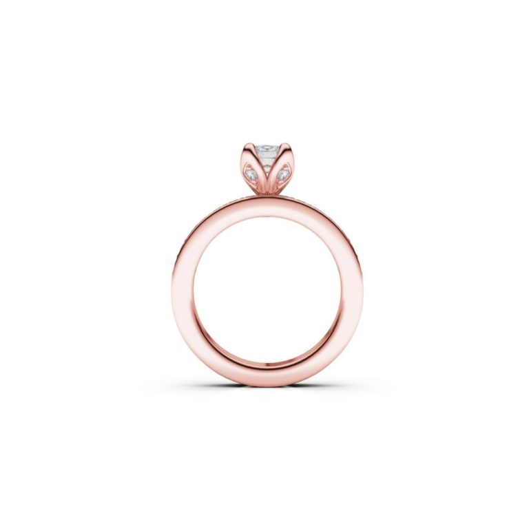 Diamantový prsteň z ružového zlata - pohľad spredu
